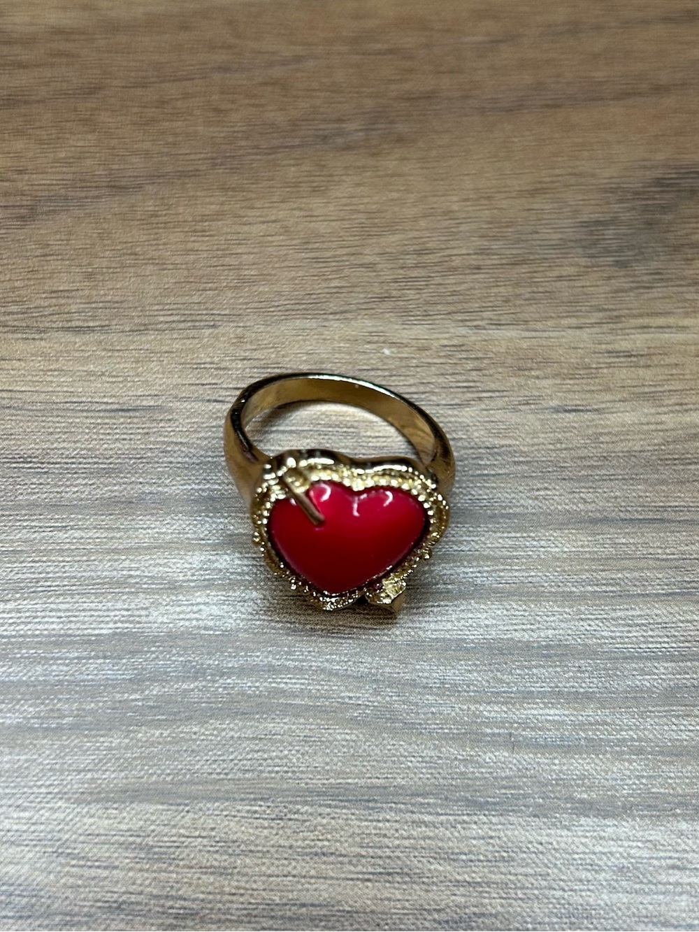 Red Heart Ring with Crystal Halo